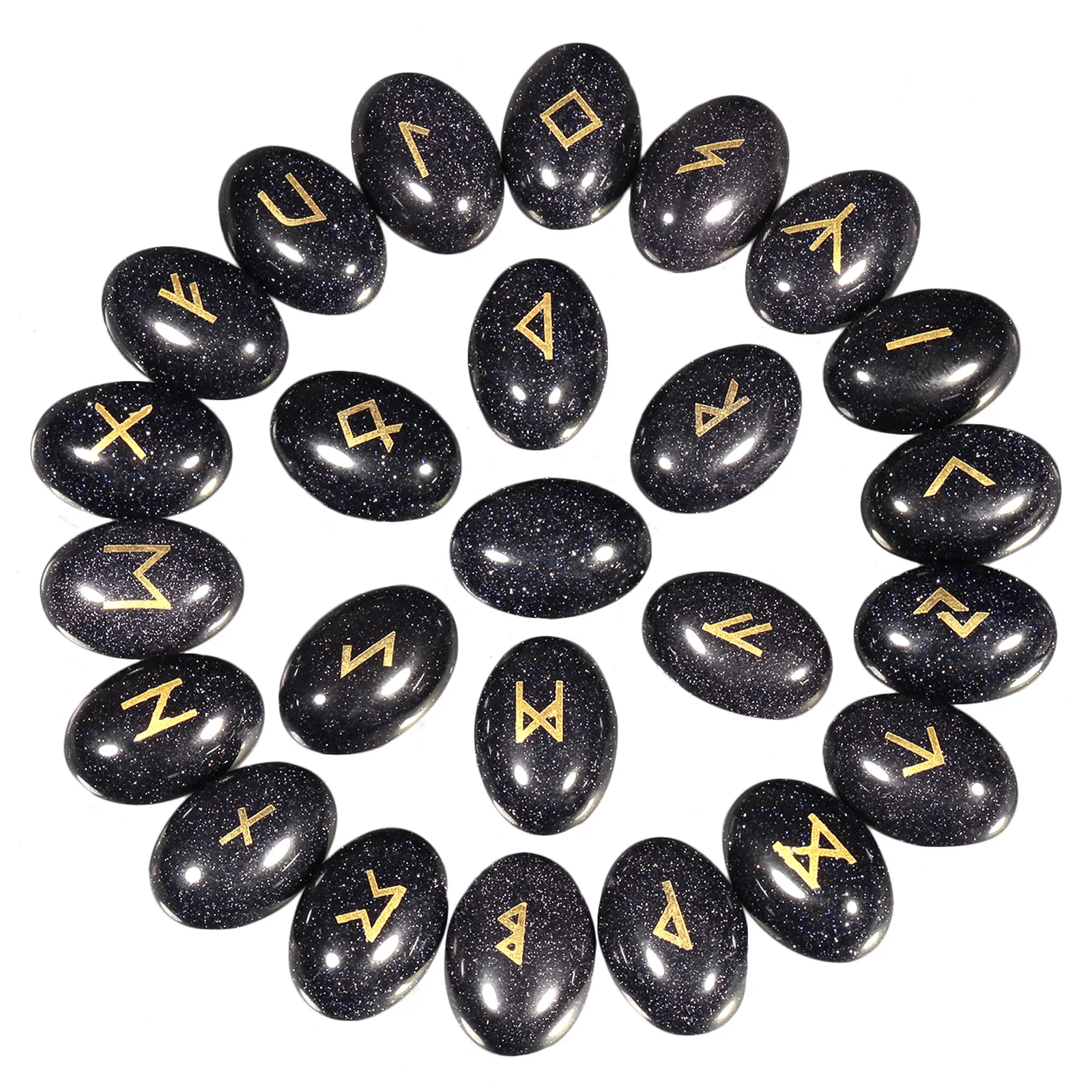 25pcs Natural Engrave Ring Face Rune Stones For Divination Crystal Stones Quartz Chakra Energy Stones Runes Stones Energy stones