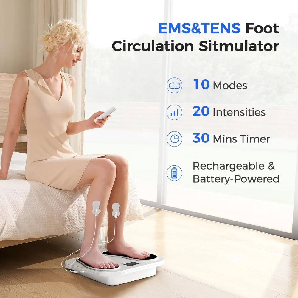 

Best - Foot Massager for Neuropathy, Rechargeable TENS EMS Foot Stimulator with 10 Modes 20 Intensities,
