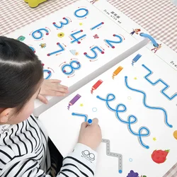 Cuaderno de práctica de dibujo para niños, libro de trabajo de trazado mágico, reutilizable, caligrafía, juguete de dibujo Montessori