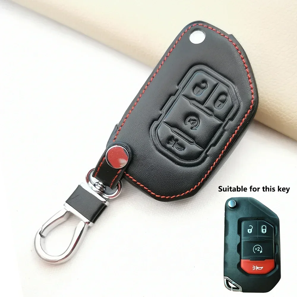 For Jeep Wrangler JL TJ Gladiator JT 2018 2019 Remote Keyless High Quality Praise Leather Car Key Case Cover Bag Car Accessories