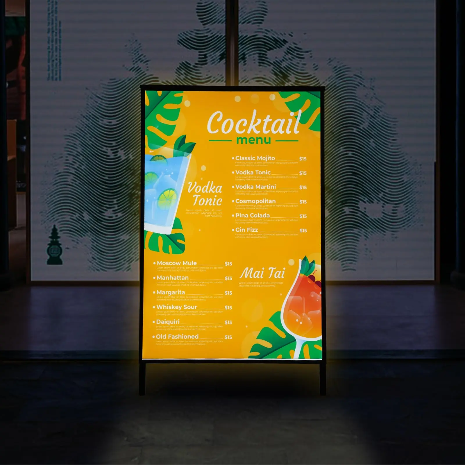 LED Poster Frame Stand, Folding Floor Poster Display LED Sign Holder