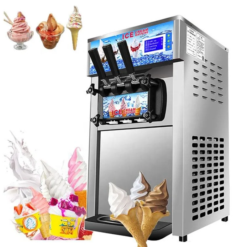 Household 220v 1200W Ice Cream Machine Commercial Automatic Cone Ice Cream Maker Desktop Small Soft Ice Cream Sundae Machine