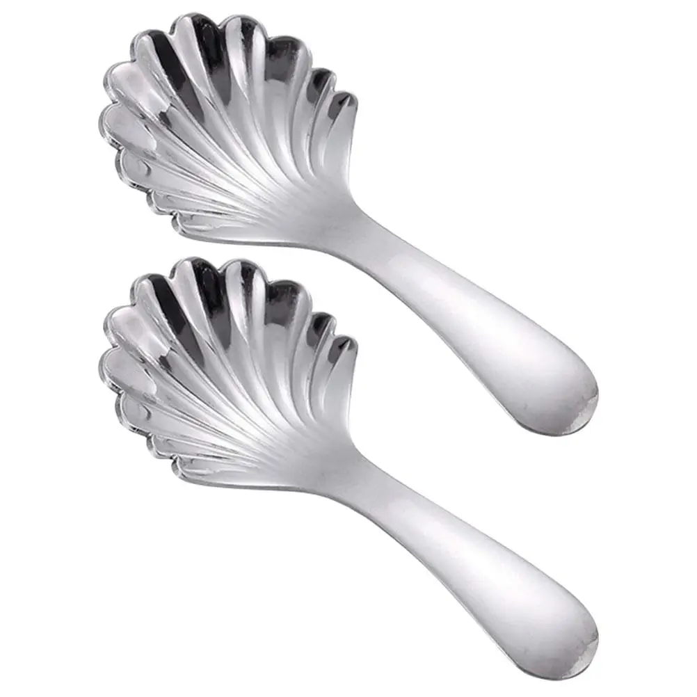 

2Pcs Tea Spoon Stainless Steel Thickened Multi-functional Coffee Stirring Dessert Spoon Portable Household Use