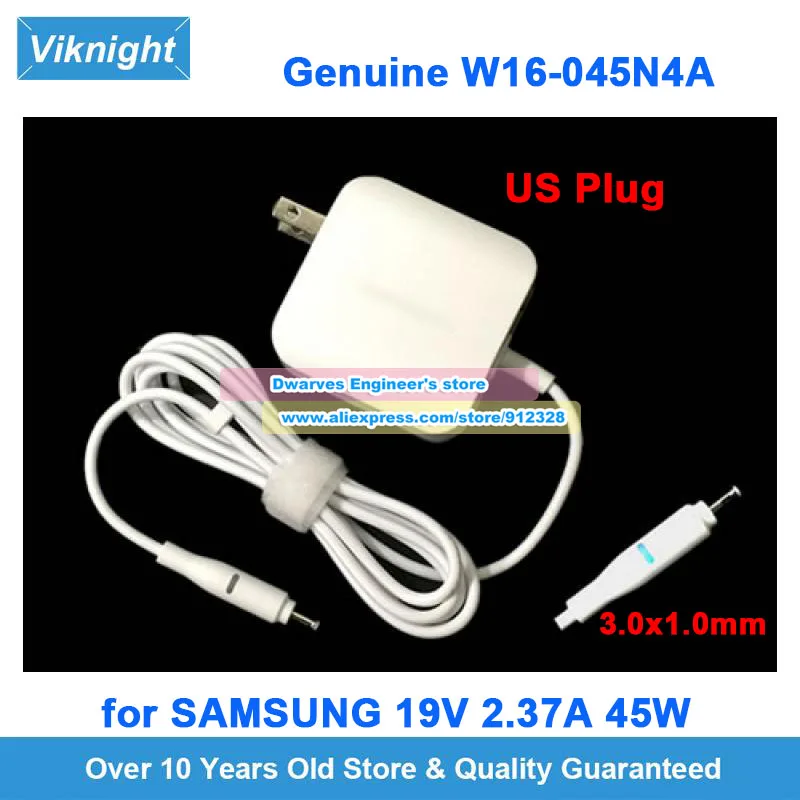 Genuine W16-045N4D W16-045N4A AC Adapter 19V 2.37A Charger for Samsung 900X4D NP900X3N 930QAA NP900X3L NT900X5H NT900X5T 900X5L