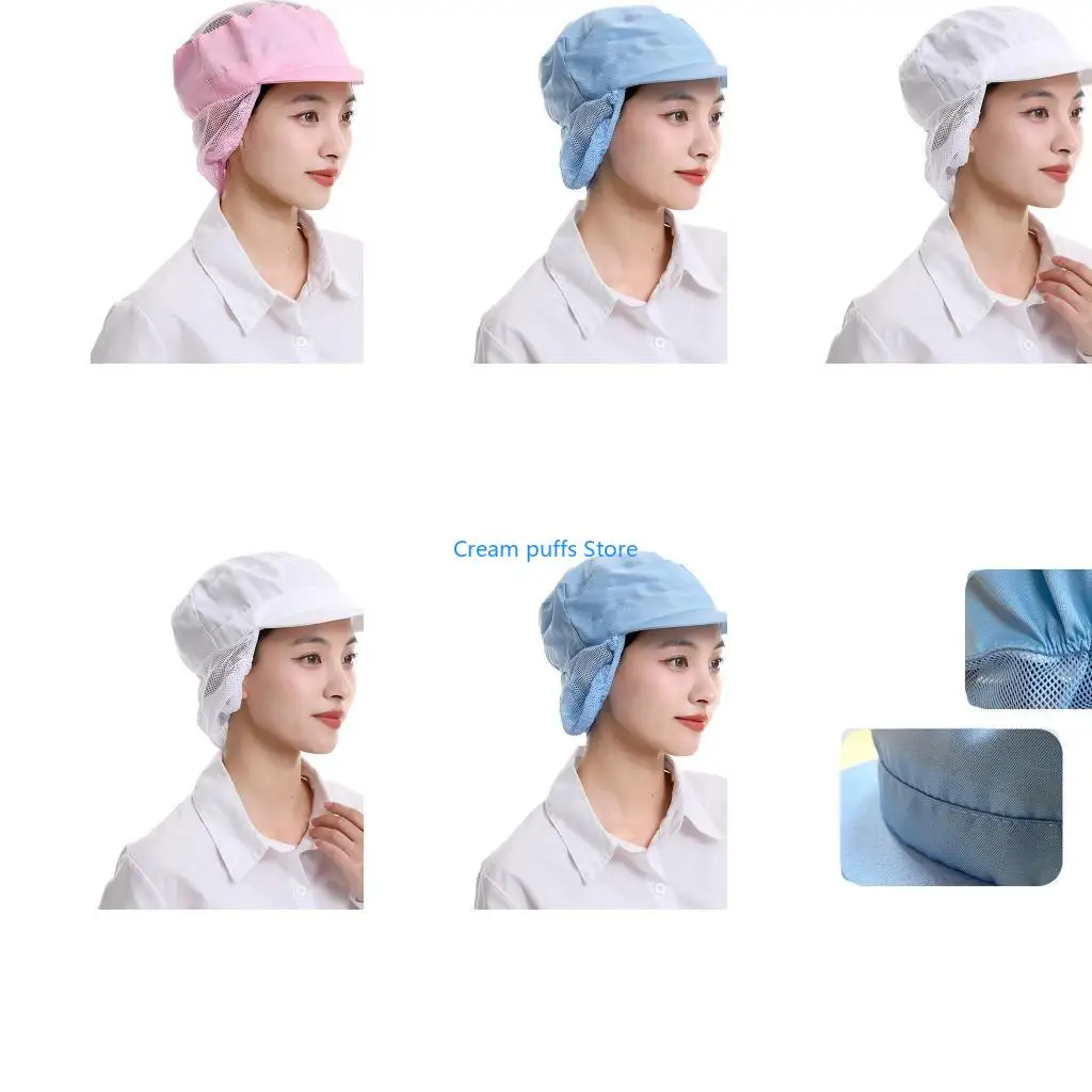 50LE Indoor Utility Cap with Breathable Mesh Panels, Short Front Bill Hair Cover for Kitchen Use, Bakery Shifts and Cleaning