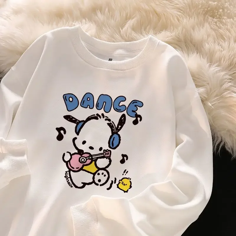 Sanrio Kawaii Pochacco Sweatshirt Children Cartoon Cute Printing Loose Pullover Student Fashion Casual Anime Top Gift for Kids