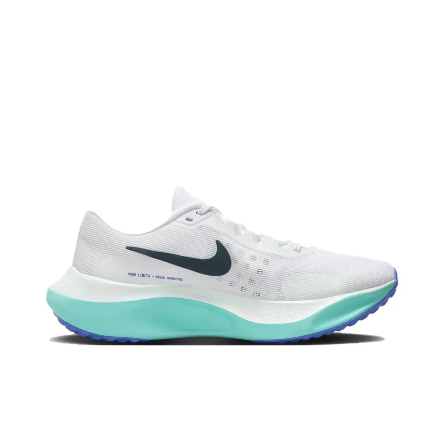 Nike White Blue Zoom Fly 5 sepatu olahraga kasual, sepatu tahan aus dan serba guna modis dan nyaman