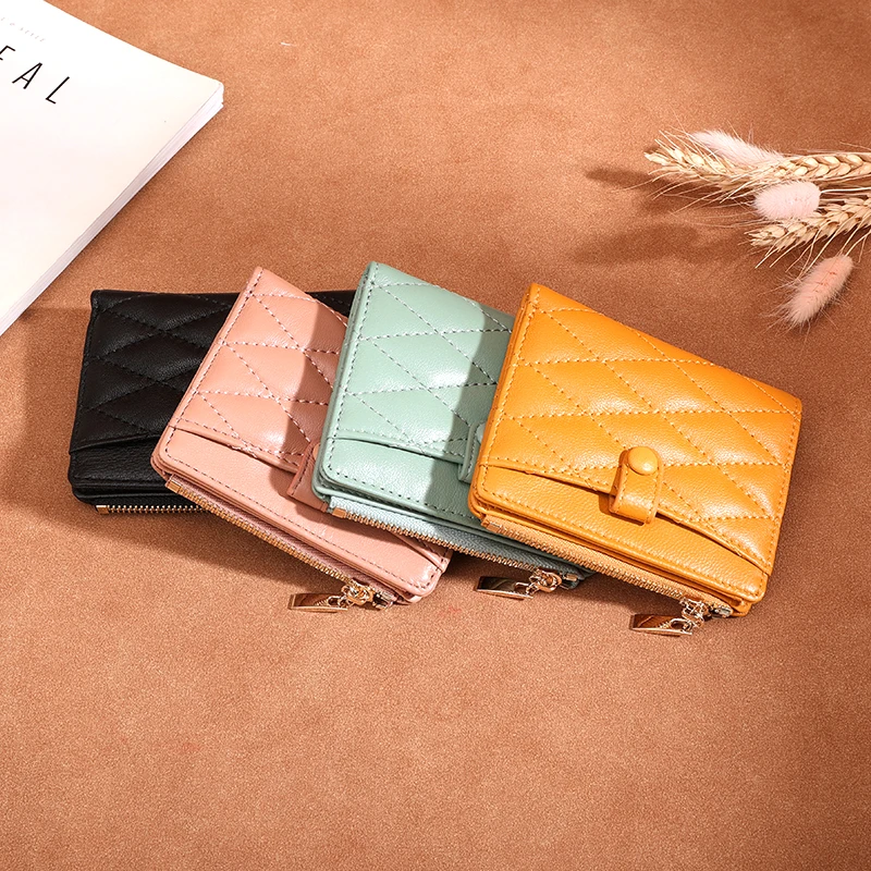 PS Soft Sheepskin Colorful Bifold Wallet  Multifunctional Women ID Card Holder Japaness Style  Coin Purse For Ladies