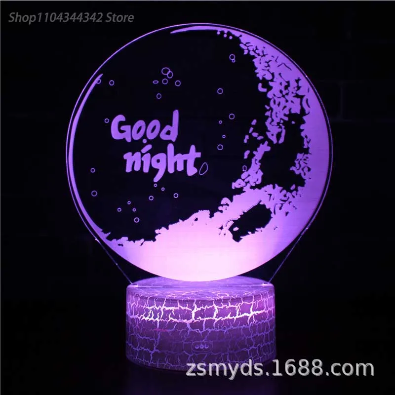 3D Moon Night Light ห้องนั่งเล่นห้องนอนสร้างสรรค์เด็กของขวัญตกแต่ง USB บรรยากาศ Light