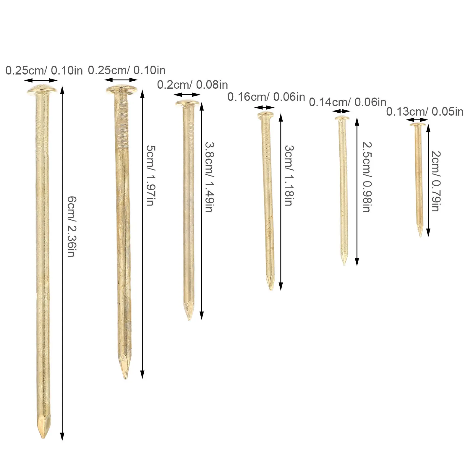 300Pcs Gold Decorative Picture Nails Kit Mini Wall Hanging Hardware Strong Iron Nails for Wood Drywall Picture Pins for Walls