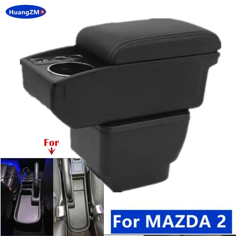 For MAZDA 2 Armrest Box For MAZDA 2 Demio Car Armrest Auto Storage Box Dedicated Retrofit Parts Interior Details Car Accessories