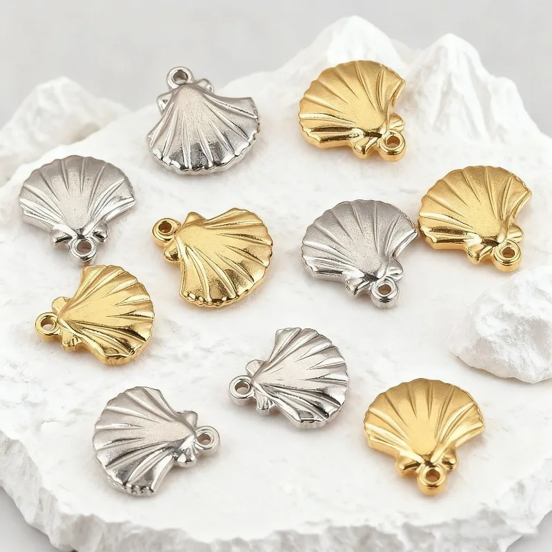 Stainless Steel Electroplated 18K Color-retaining Marine Series Shell Ship Anchor Elements DIY Decorative Pendant Accessories