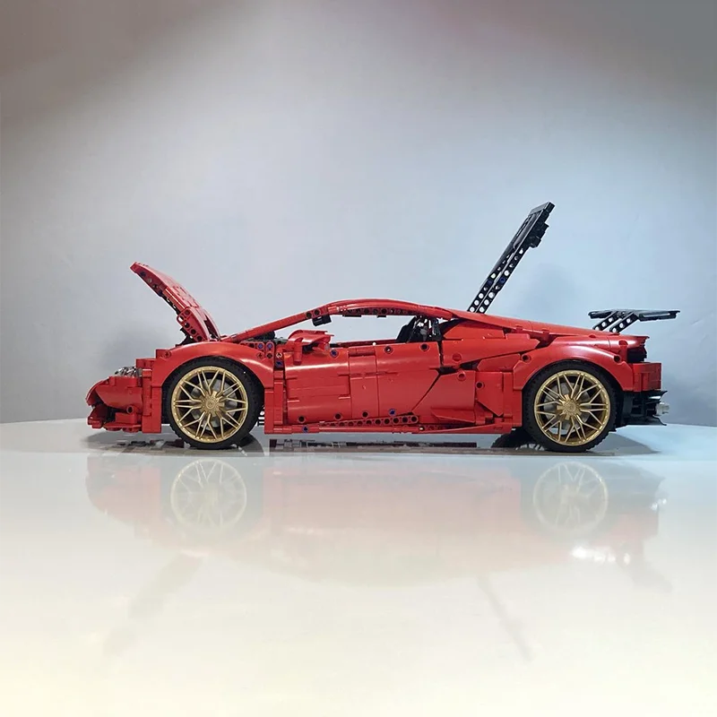 2993 peças moc 1:8 técnica lamborghinies huracan v2 elegante modelo diy blocos de construção brinquedos de aniversário presente