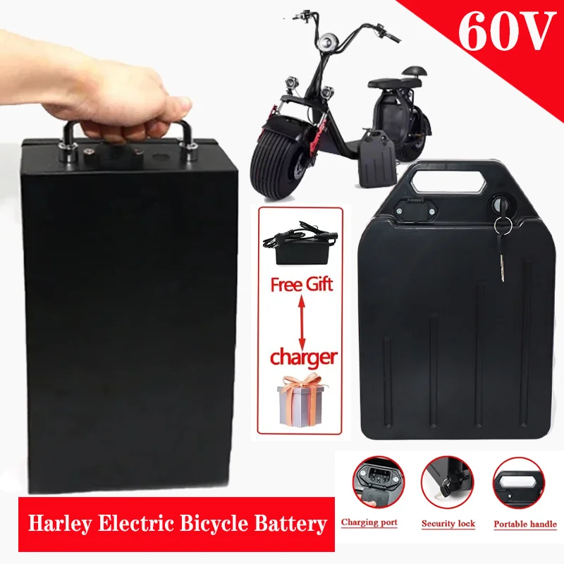 60V 20Ah/30Ah/40Ah Electric Vehicle Lithium Battery – 2000W Compatible with Harley Two-Wheel Foldable Citycoco Electric Scooter