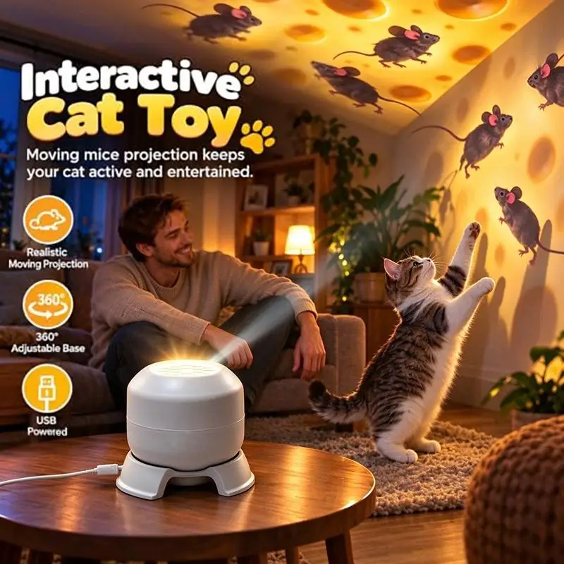 1 Set Rotating LED Projector Adjustable Base USB Powered for Home Party Birthday Indoor Decoration