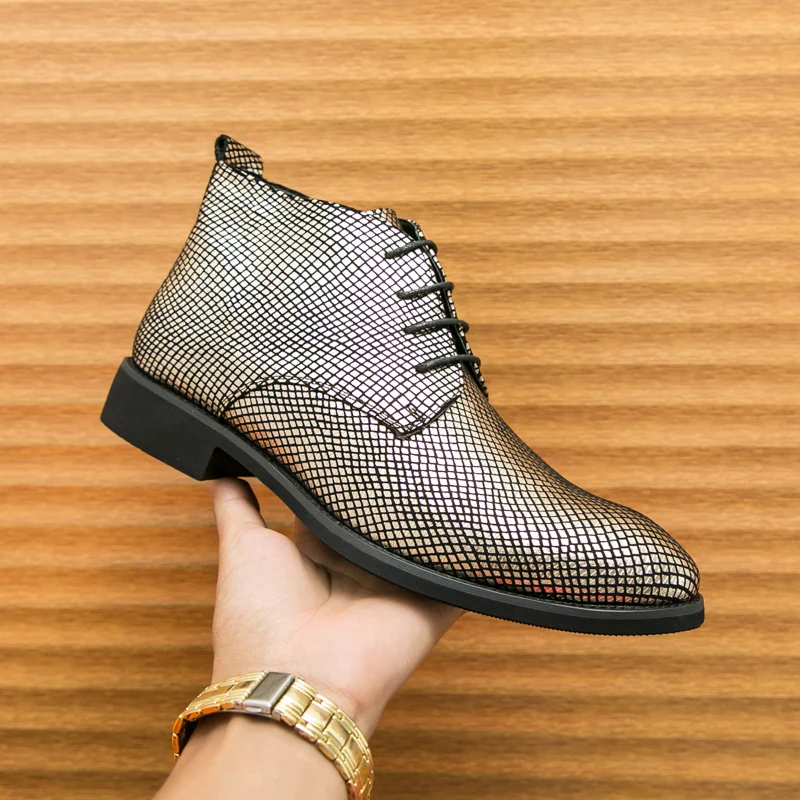 

Autumn men's zipper leather boots, British style formal and casual shoes, high top leather shoes, short boots, black plus size m