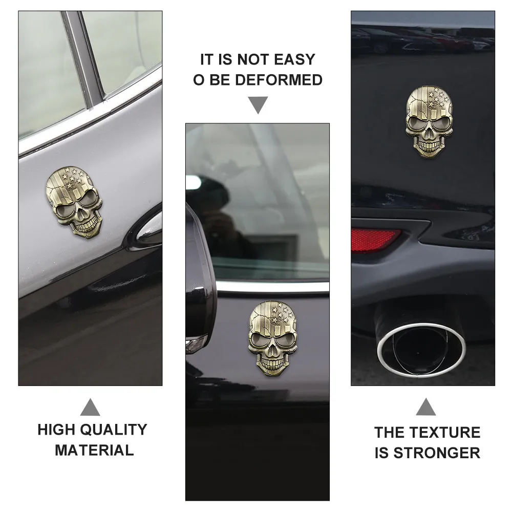 

1 шт. 3D-эмблема для автомобиля из цинкового сплава, имитация черепа, персонализированный автомобильный значок, декоративные металлические наклейки-черепа для автомобилей