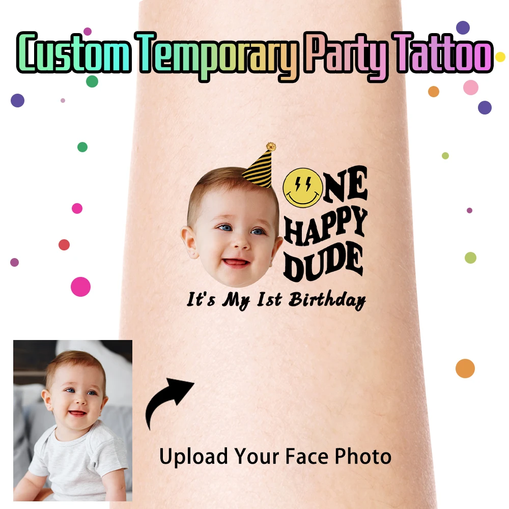 

Upload Photos to Customize Temporary Party Tattoo Stickers Big Head Creative Tattoo Party Birthday Party Theme 1th/30th Birthday