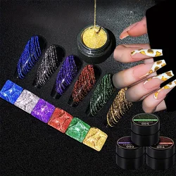 6 Color Spider Gel, New Upgrade Matrix Reflective Brushed Spider Gel, Nail Design Gel Paint Line Drawing Gel Polish Nail Art