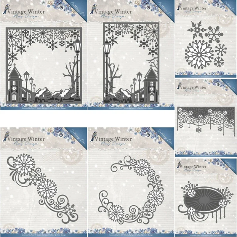 New Vintage winter house snowflake metal Cutting Dies Stencils DIY Scrapbooking Paper/photo Cards Embossing Dies