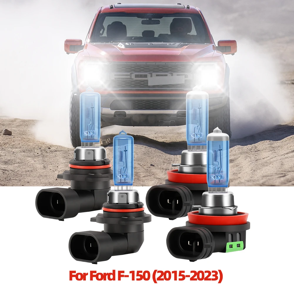 

Комбинированные 4 шт. для Ford F150 F-150 2015-2023, дальний ближний свет, ультра яркие белые галогенные фары 6000K, автомобильные передние лампы Plug-n-Play