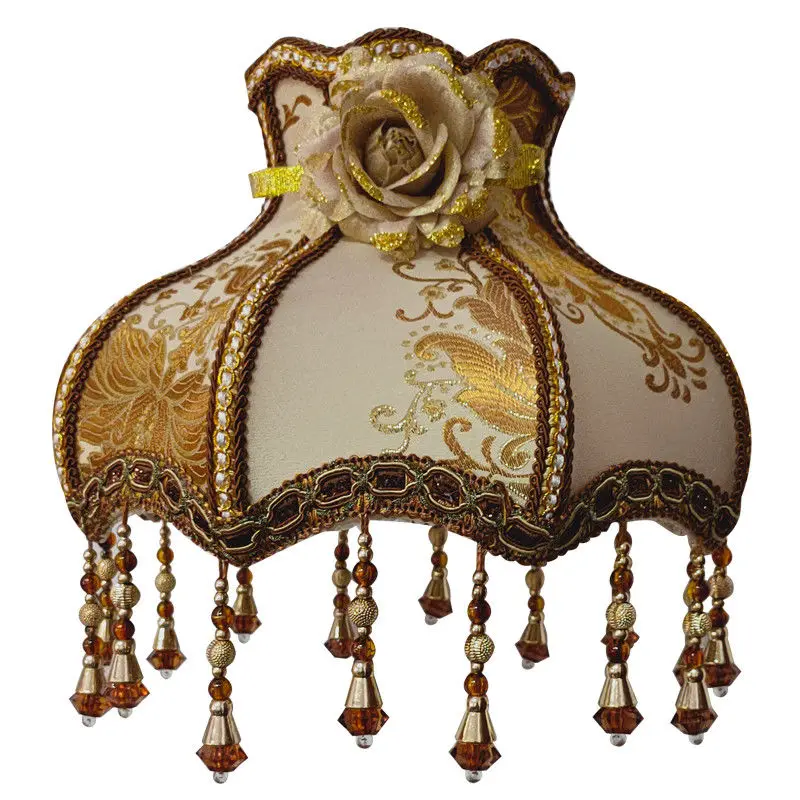 European Style Lampshade Home Decor Retro Light Lamp Cover European Vintage High-End Cloth Art Bead Lace Lampshade