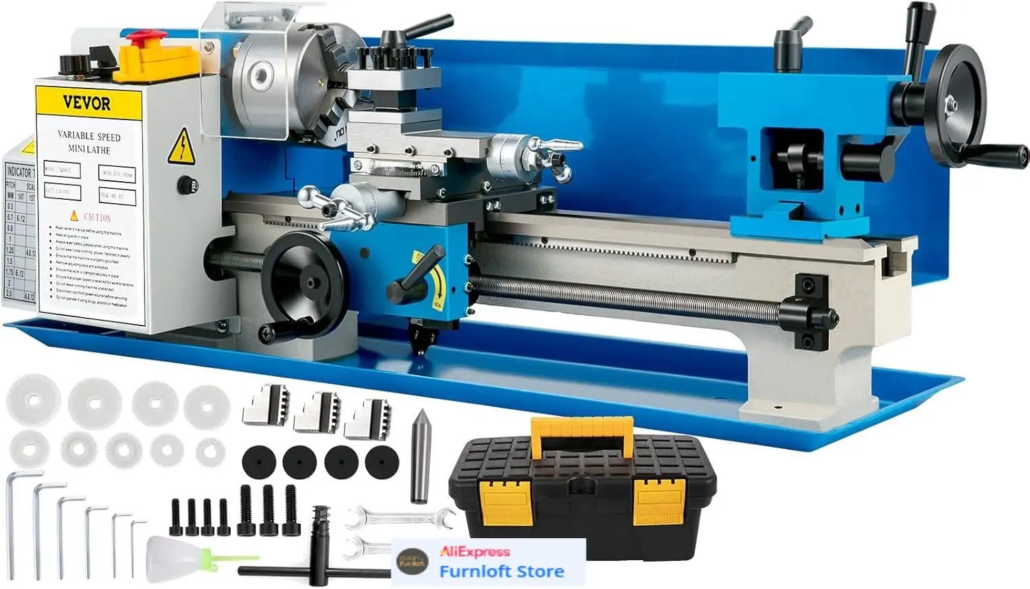 

Compact Metal Lathe 7" x 14", Adjustable Speed 0-2500 RPM, Equipped with 4" 3-jaw Chuck, Ideal for Metalworking, Benchtop