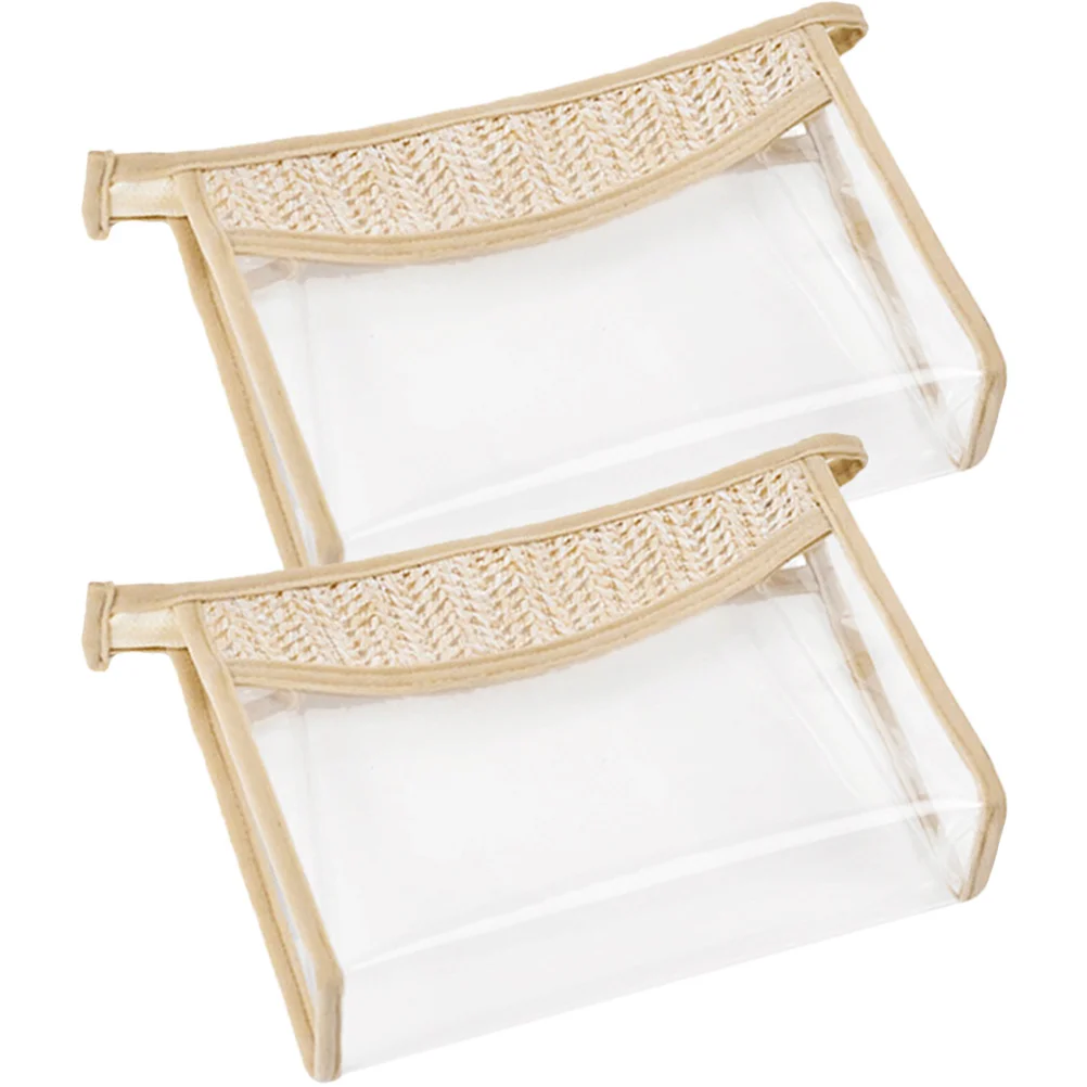 

2Pcs Storage Bags Waterproof Transparent Makeup Organizer Zipper Toiletry Pouch Travel Storage Bag Clear Makeup