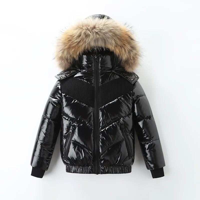 2024 Winter Down Jacket For Toddler Real Fur Waterproof  Thicken Warm Girls Boys Outerwear Coat 1-7 Years Old Children  Outfit