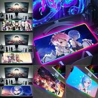 Classic Hot Re Zero Anime RGB Pc Gamer Keyboard Mouse Pad Mousepad LED Glowing Mouse Mats Rubber Gaming Computer Mausepad