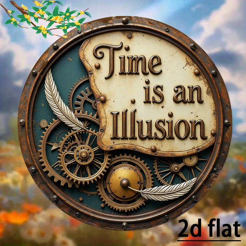 2D 1PCS 2OCM Retro Steam Punk Style Wooden Disc Furniture Hanging Wall Decor Outdoor Living Room Garage Club Bar Decor Men Gift