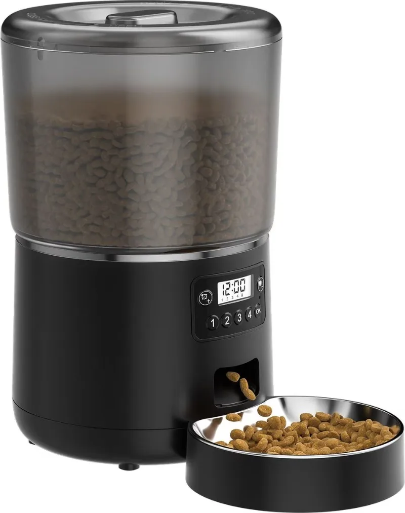 

Умная автоматическая миска для домашних животных из нержавеющей стали, 4 л, двойная программируемая защита от помех, кормушка для кошек/собак, современная прочная зарядка