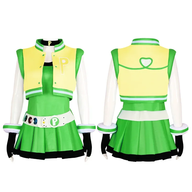 Power Cos Puff Cosplay Traje para Meninas, Bolhas De Rolamento, Colete, Casaco, Vestido, Hairband, Luvas, Cinto, Hyper Blossom, Roupa