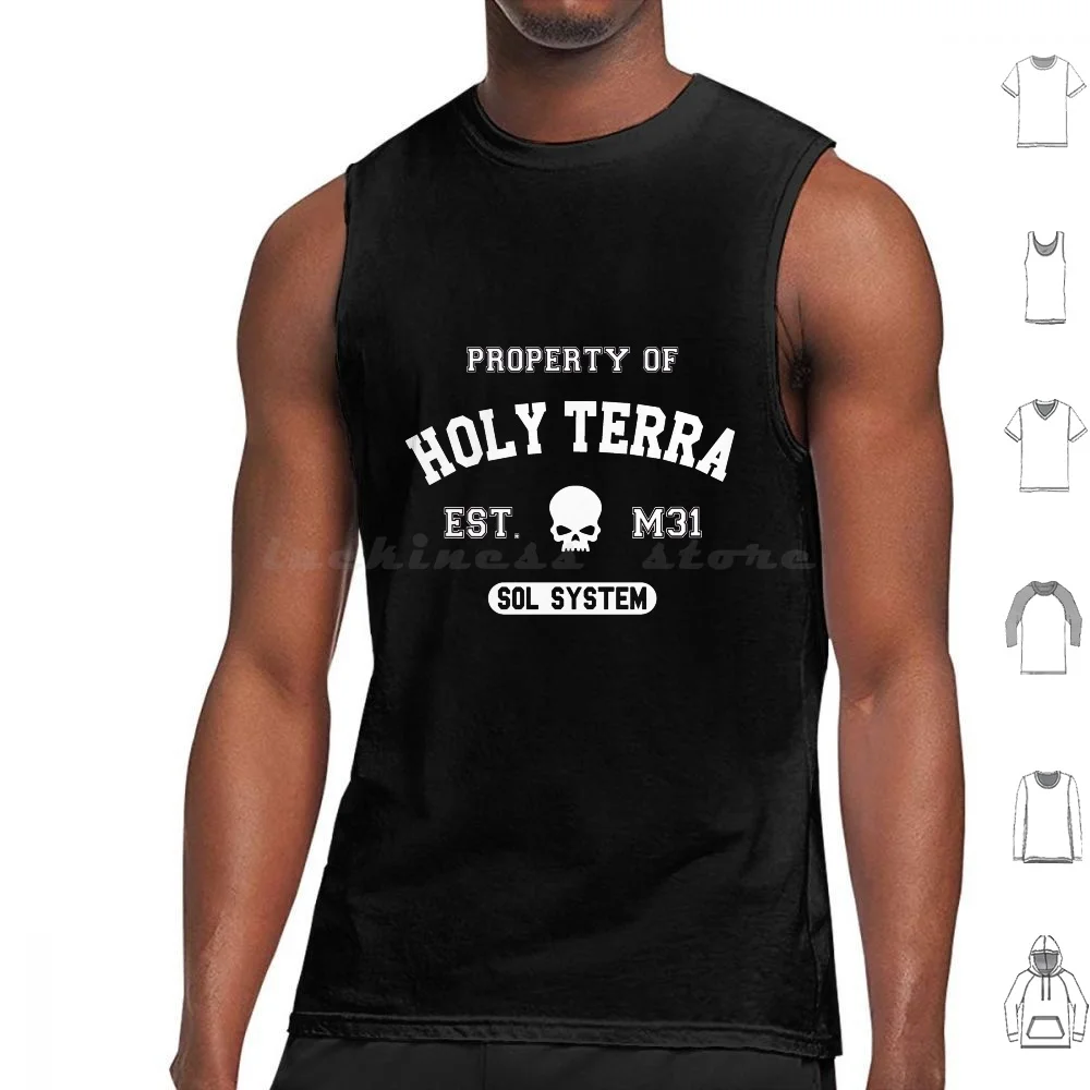 Property Of Terra ( White ) Tank Tops Vest Sleeveless 40000 Imperium Evolution Imperial Guard Tabletop Horus Heresy 40000 40