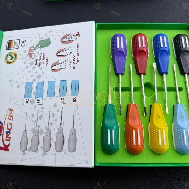 8 Pieces/set Non-slip Handle Stainless Steel Dental Dislocation Elevator Curved Root Elevator Dental Screwdriver