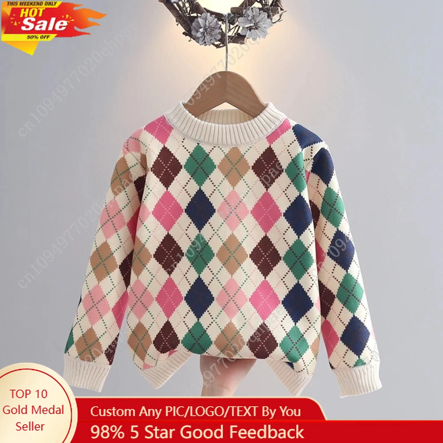 سترة الفتيات سميكة الخريف/الشتاء جديد عصري متعدد الاستخدامات للأطفال محبوك سترة الفتيات حلوة ولطيفة #1