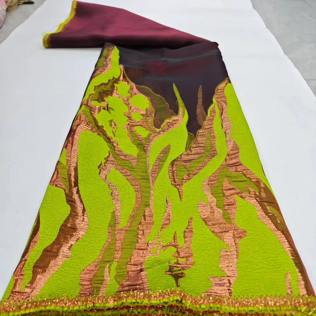 

Новейшая высококачественная роскошная африканская нигерийская парчовая кружевная ткань с вышивкой, французская кружевная жаккардовая парчовая кружевная ткань, 5 ярдов