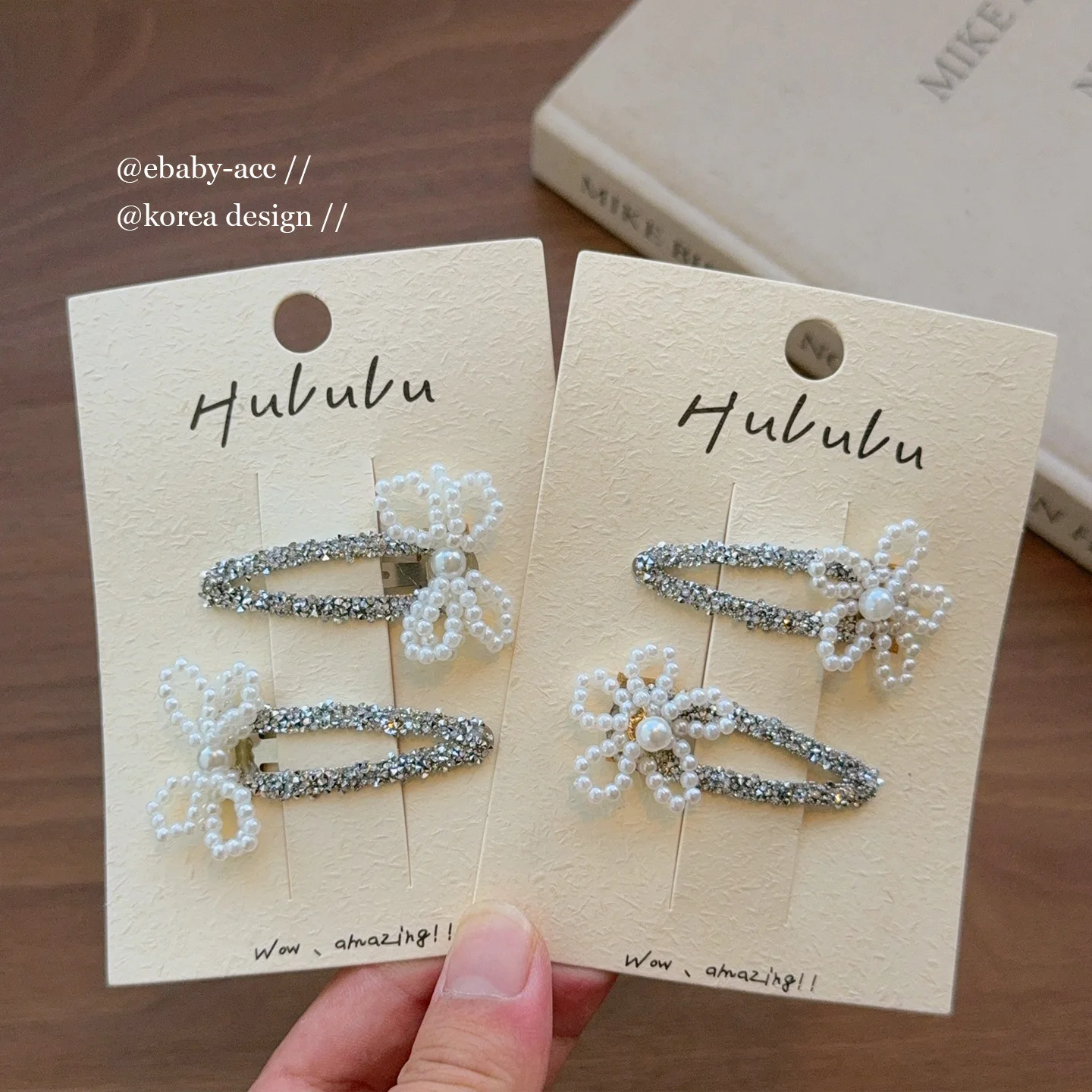 Girls Hair BB Clips Premium Rustproof Bow Rhinestone Pearl Shiny Side Bangs Holder for Kids Elegant Accessories Hair Bows
