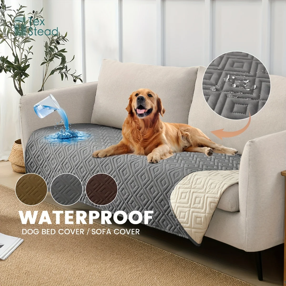 Loop-Shape Anti-Leakage Waterproof Pet Mat, Anti-Slip Washable Dog Cover, Donut Sofa Cushion Protector for Cats & Dogs, Cozy