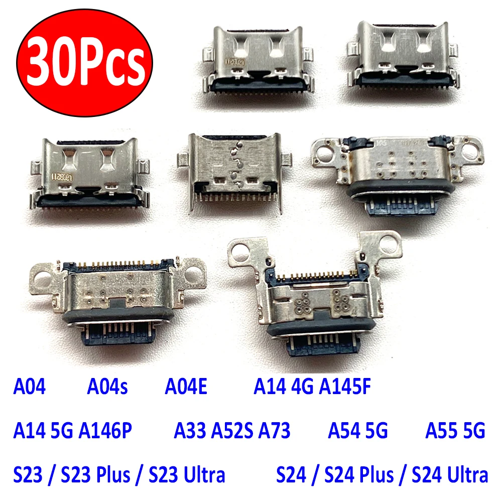 

30 шт., разъем Micro USB для зарядки, разъем для Samsung A04E A04S A04 S24 S23 Ultra Plus A55 A54 A33 A52S A73 A14 4G 5G