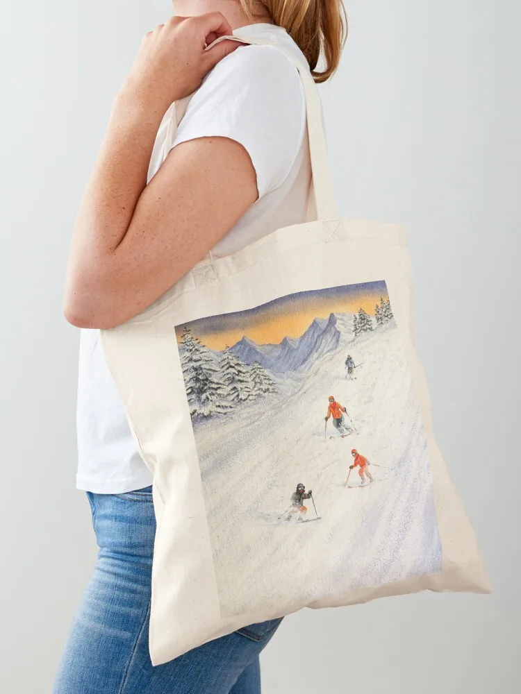 

Skiing Family On The Slopes Tote Bag Women's bags tote bag woman shopping trolley bag shopping