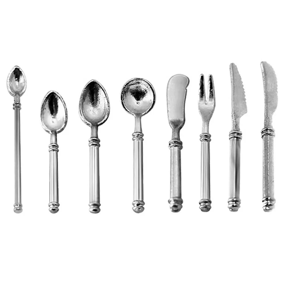 

1Set Miniature Kitchen Cutlery Tableware Fork Spoon Compact Mini House Accessories Elegant Home Decor Ornament