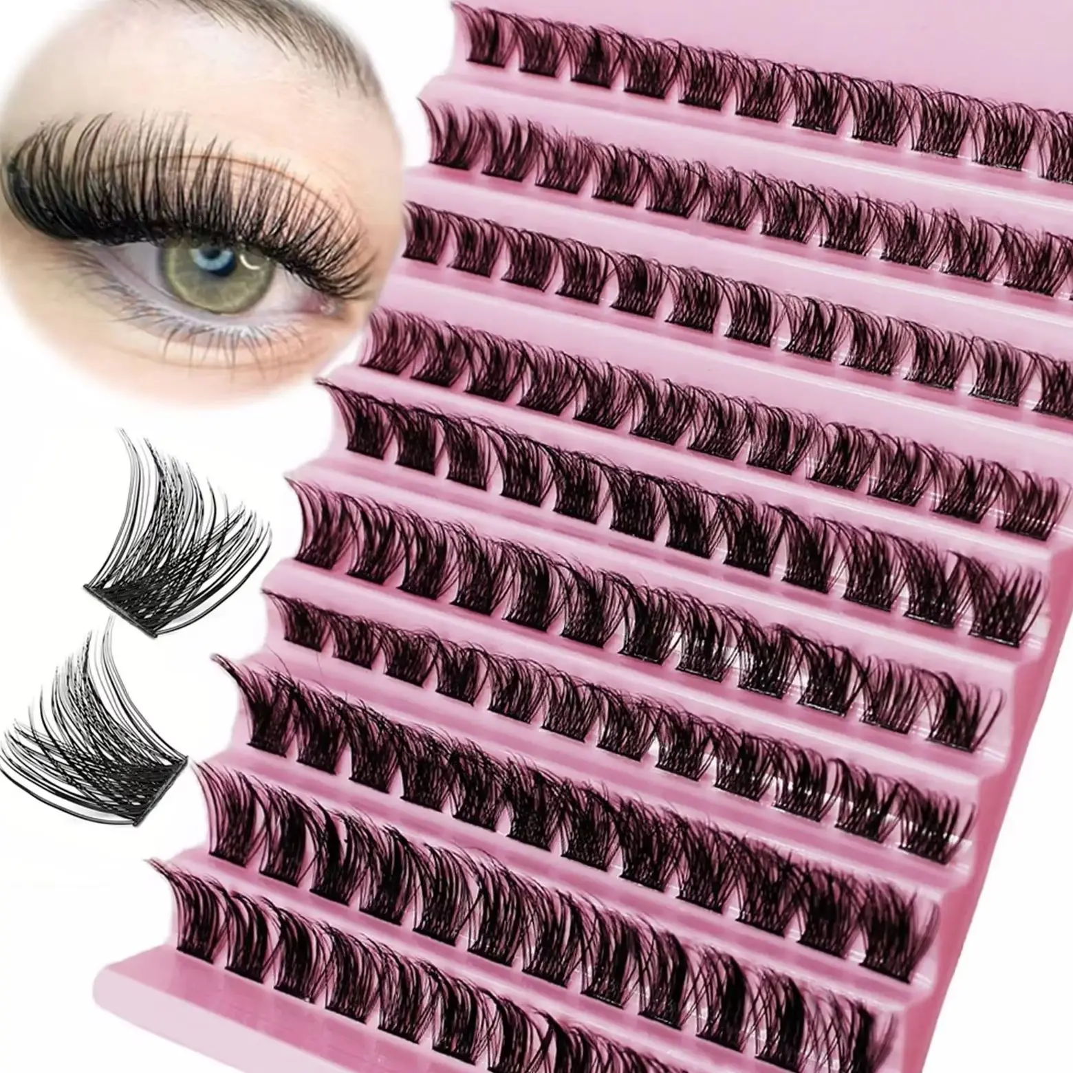120 Stück Wispy Einzelwimpern-Cluster 8-16mm Natürlicher Look D-Curl Flauschige Wimpernverlängerungen für Wimpernverbesserungen