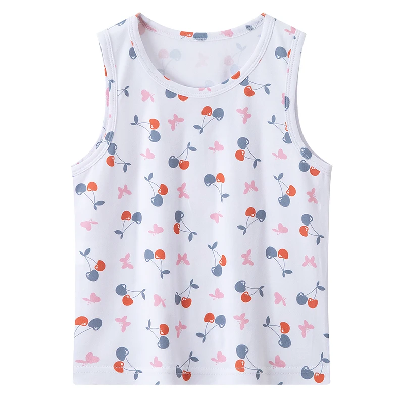 4-piece set of four season girls' multi-color printed combination sweet and cute vest comfortable round neck top soft sweatshirt