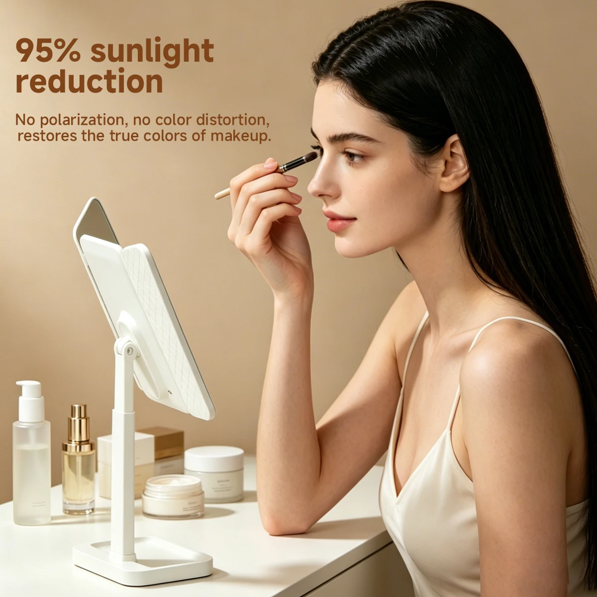 

Светодиодное зеркало для макияжа с трехсекционной складной конструкцией