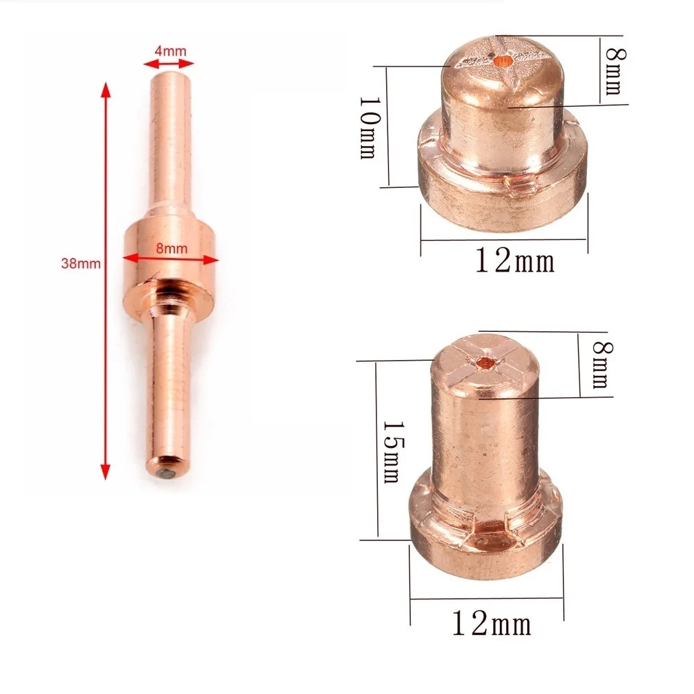 Imagem -06 - Pontas de Tocha de Corte de Plasma Bico Tocha de Corte Cortador de Corte Eletrodos de Consumíveis Lg40 Consumíveis 10 Pcs 15 mm Altura 10 Pcs