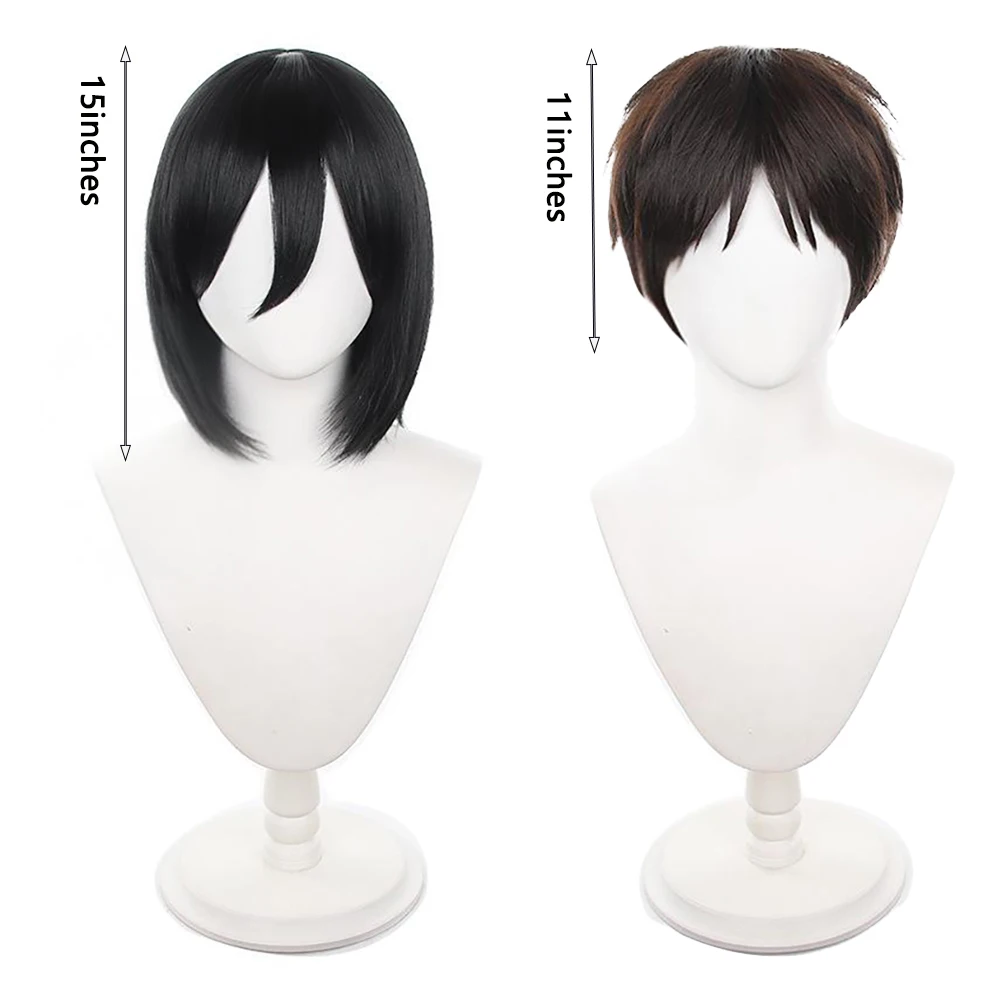 進撃の巨人 エレン・イェーガー ‌   そしてミカサ・アッカーマンのコスプレ用合成ショートヘアは、日常のパーティーのロールプレイングに適しています。ホットシルクウィッグです。