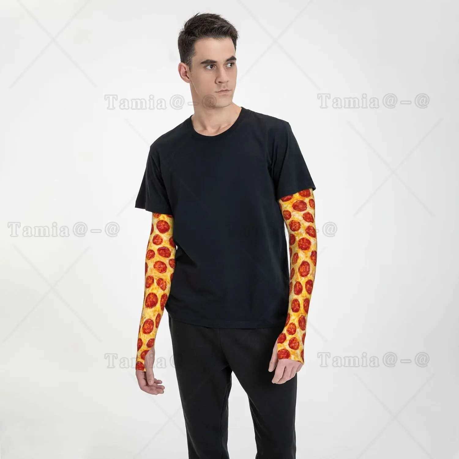 Pepperoni Pizza Cooling Arm Sleeves Cover Summer Sun Protection Arm Sleeves for Men Women Baseball Cycling Golf Running