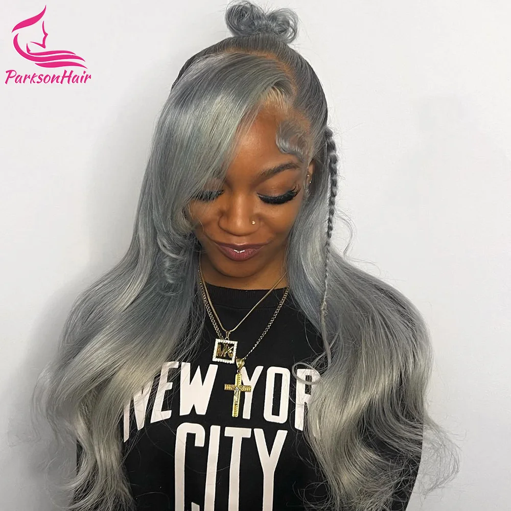 فضي رمادي 13x6 الدانتيل شعر مستعار أمامي شعر طبيعي مفرود الباروكات قبل قطعها البرازيلي شفافة ملونة 613 شعر مستعار أشقر للنساء #2