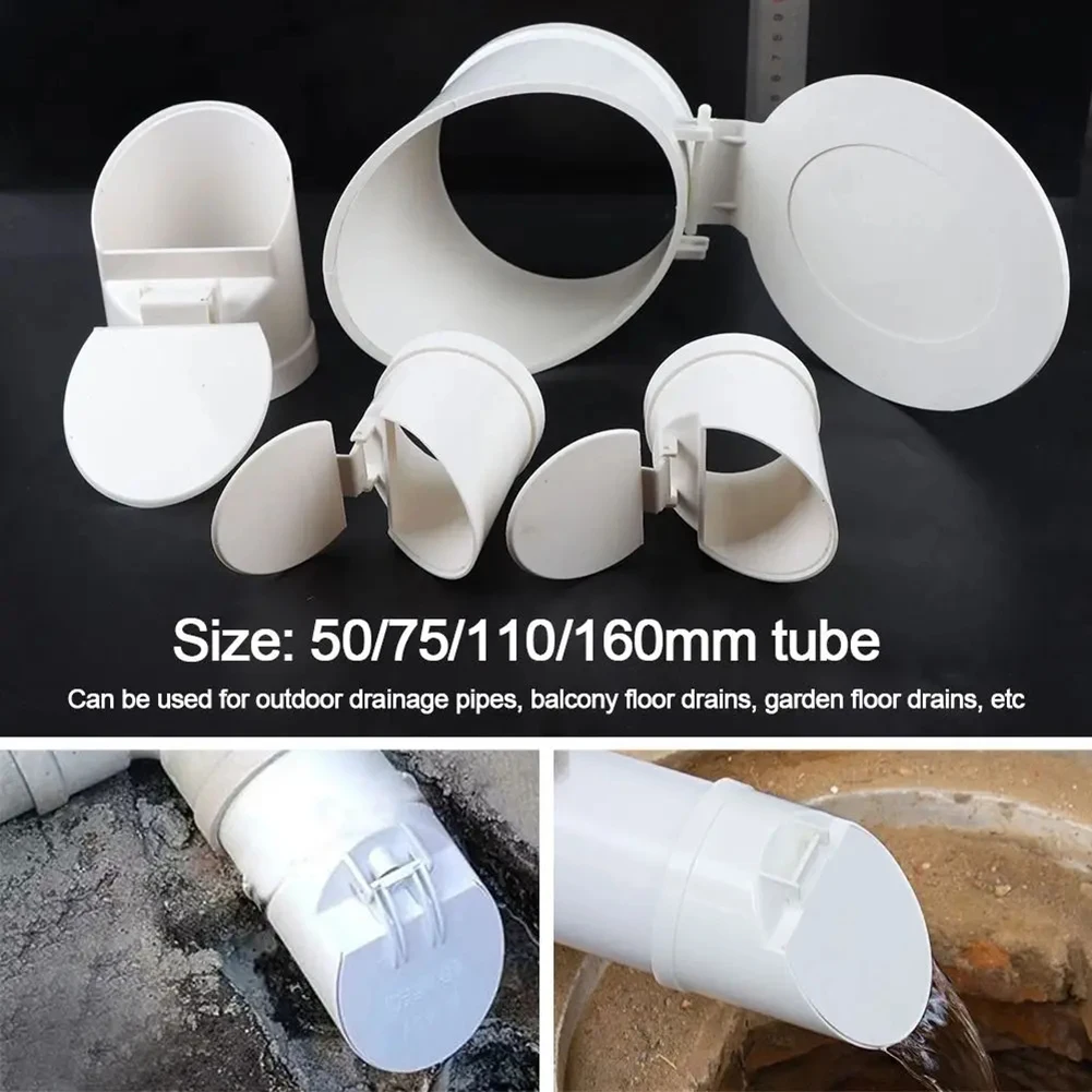 50-160mm PVC Drain Pipe Check Valve With Anti-rat Cover For Sewage Septic Tank Drainage  Self-gravity Closed Deodorant Cover ﻿